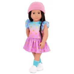 Our Generation Lovely Hearts Pink Hat & Gradient Dress Outfit For 18" Dolls