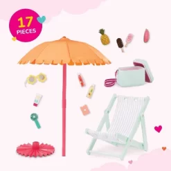 Our Generation Sunny And Cool Patio Set Dollhouse Accessories And Furniture For 18" Dolls: 17 Pieces, Beach Theme. -Our Generation GUEST 501b5f6c 635d 4758 9fda db9d4ddda6b8