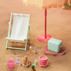 Our Generation Sunny And Cool Patio Set Dollhouse Accessories And Furniture For 18" Dolls: 17 Pieces, Beach Theme.