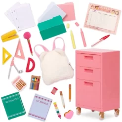 Our Generation Ready, Set, Learn! School Supplies & Rolling Cabinet Accessory Set For 18'' Dolls -Our Generation GUEST 9d75774c 4a75 4f83 9c48 605adc026379