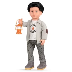 Our Generation 18" Boy Doll Camping Outfit With Light-up Lantern - Campsite Delight