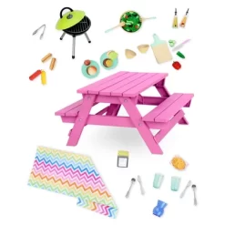Our Generation Picnic Table Set With Play Food Accessories For 18" Dolls - Pink -Our Generation GUEST e2cb7f01 f9b3 431a bced c92065e433ab